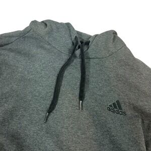 Adidas Hoodie Sweatshirt Mens Gray Pullover Drawstring Long Sleeve LG